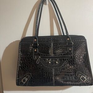 New no tag Merona croc style faux leather x-large laptop bag